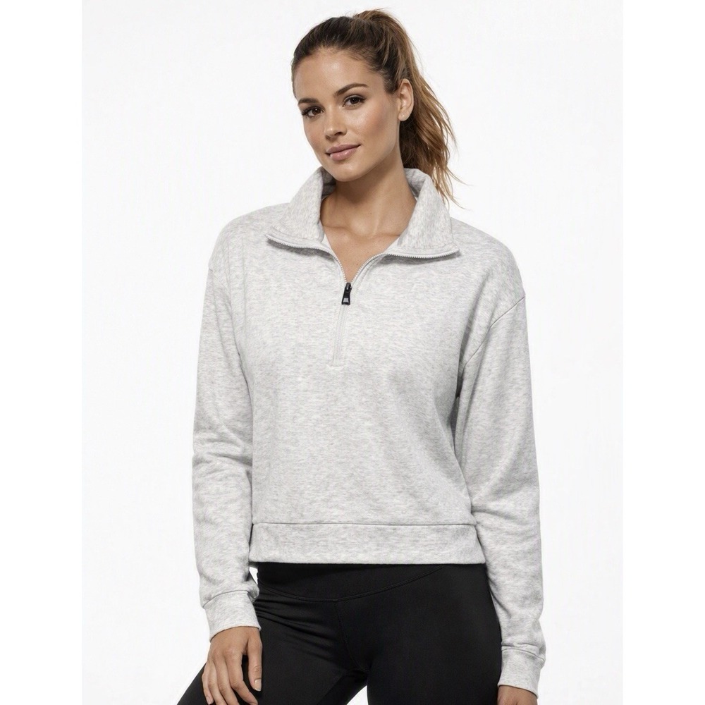 Zyia activewear light grey cropped sweatshirt Medium